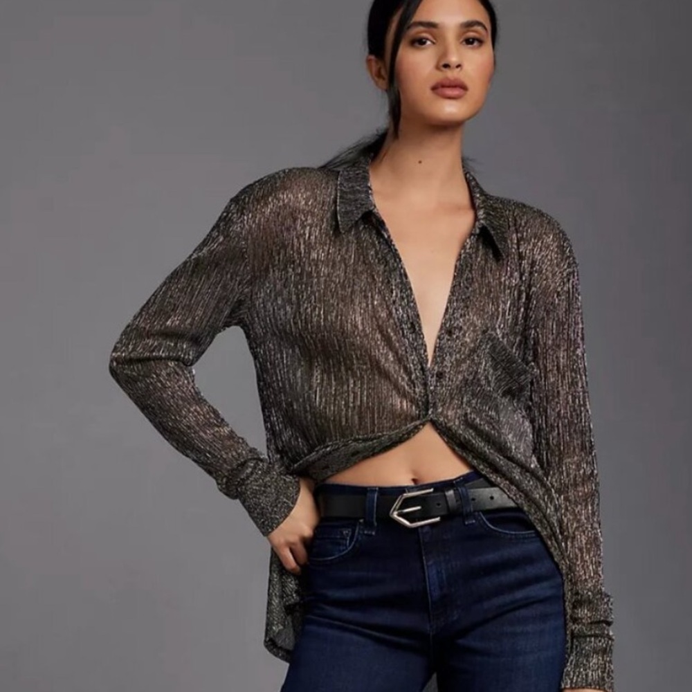 Anthropologie Pilcro Shimmery Button Up - image 6